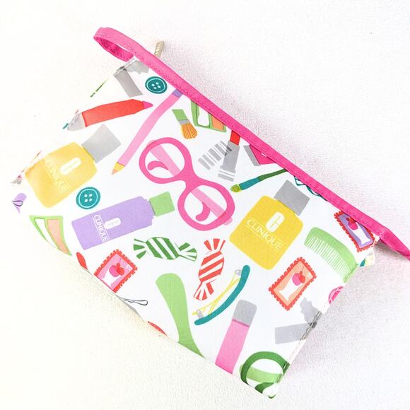 NWOT Clinique Multicolor Print Small Cosmetic Bag - Picture 2 of 3